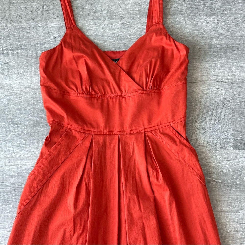 Vintage Le Château Rust Orange Fit & Flare Midi Dress XS Made in Canada - Picture 3 of 10